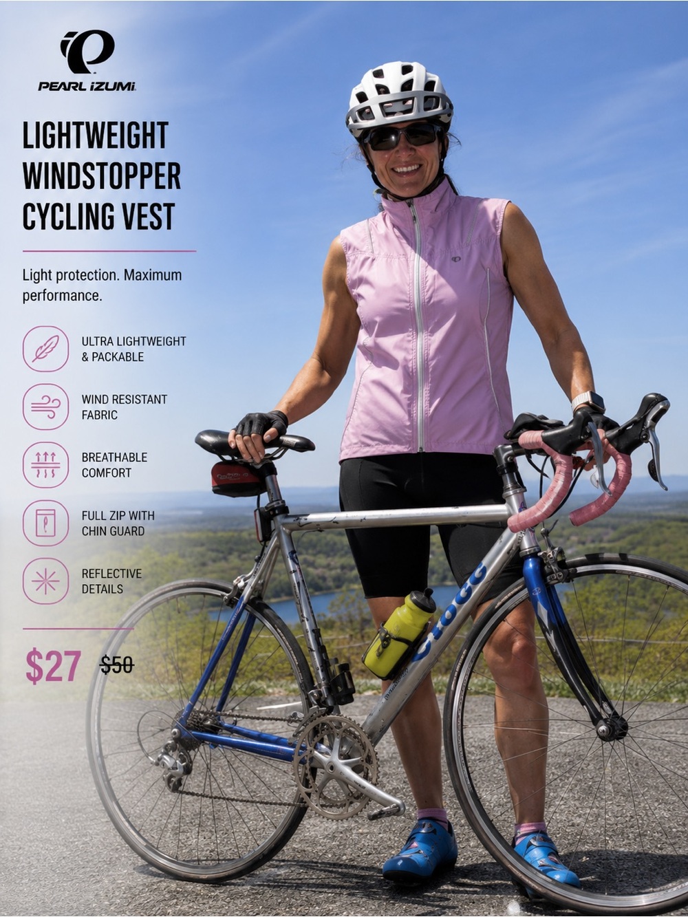 Pearlizumi lightweight wind stopper cycling vest